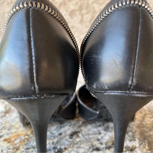 Michael Skylar Black Leather Zipper Heels - Women’s Size 6.5 - Pre-Owned - Picture 5 of 9
